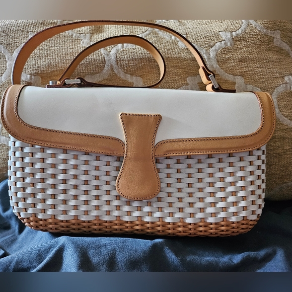 Falor Le Borse Unique Basket Weave Genuine Leather Shoulder Bag Made in Italy - Picture 1 of 4